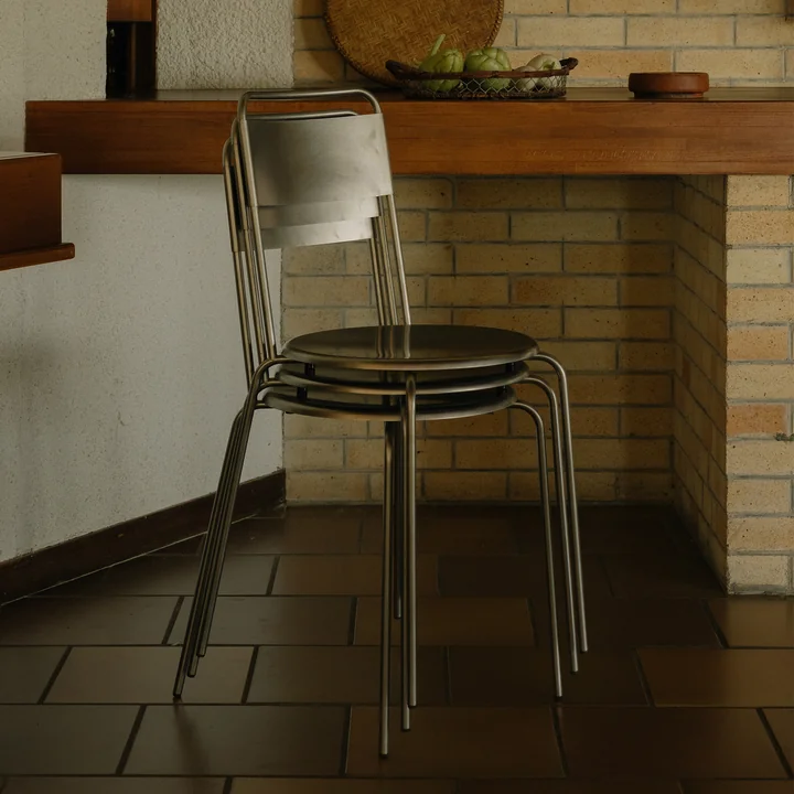 Frama - Petit Rond stoel, geborsteld roestvrij staal