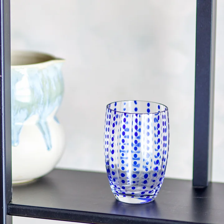 Bloomingville - Brinley drinkglazen, blauw (set van 4)