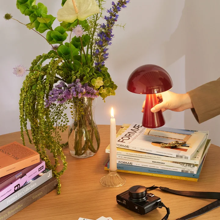 Hübsch Interior - Mush oplaadbare tafellamp, mini, rood