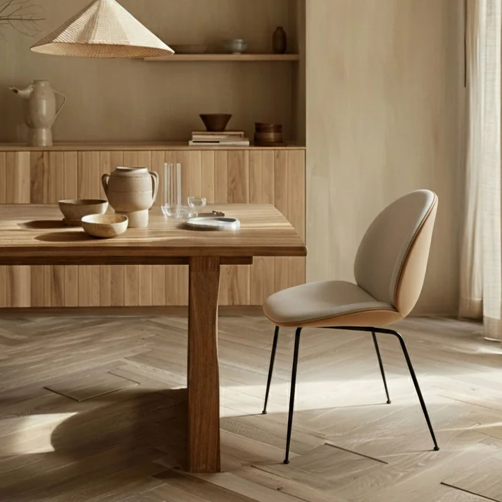 Gubi - Beetle Dining Chair Volledige bekleding (Conic Base), zwart / Vidar (146) / leder Valencia (Exclusive Edition)