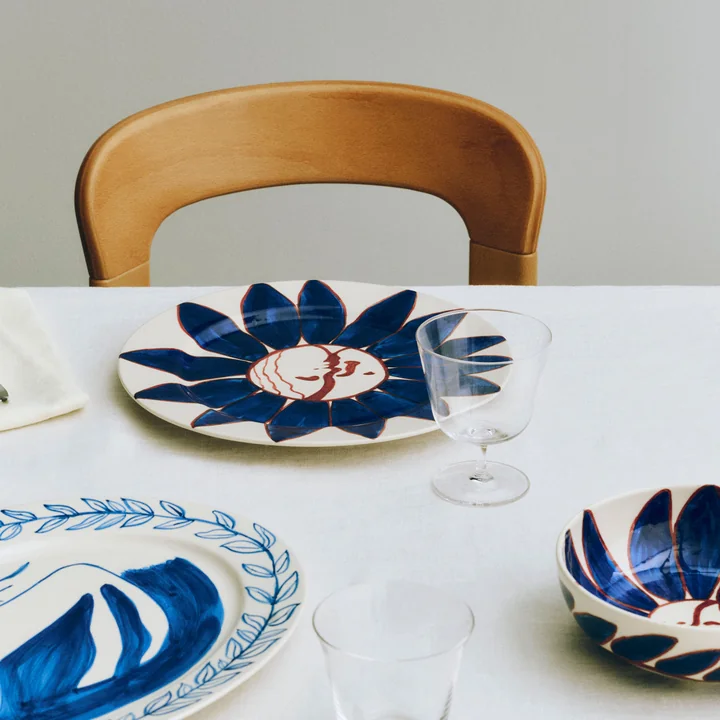 HAY - La Pittura Bord Ø 28,5 cm, diepblauwe bloem