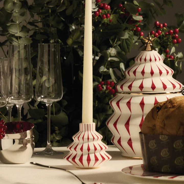 Alessi - Delight kandelaar, wit / rood / goud