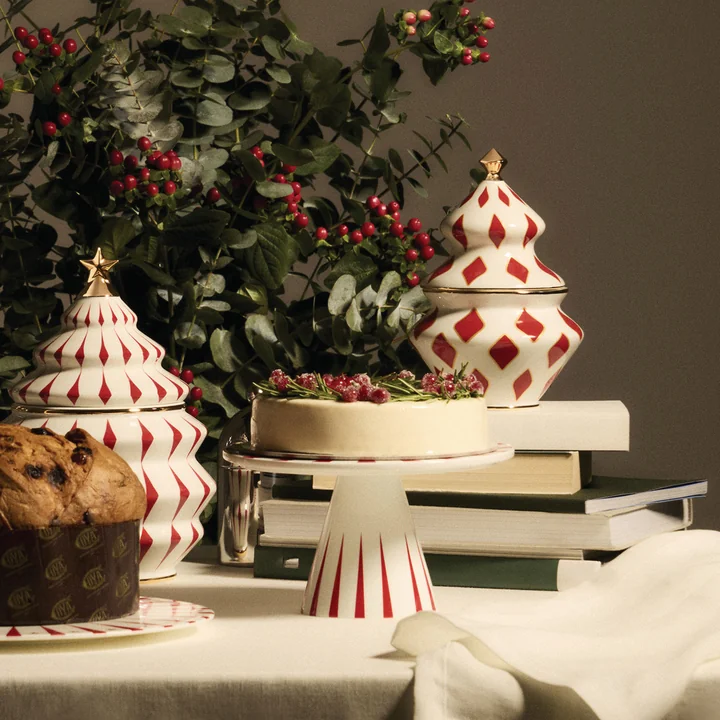 Alessi - Delight taartplateau, wit / rood / goud