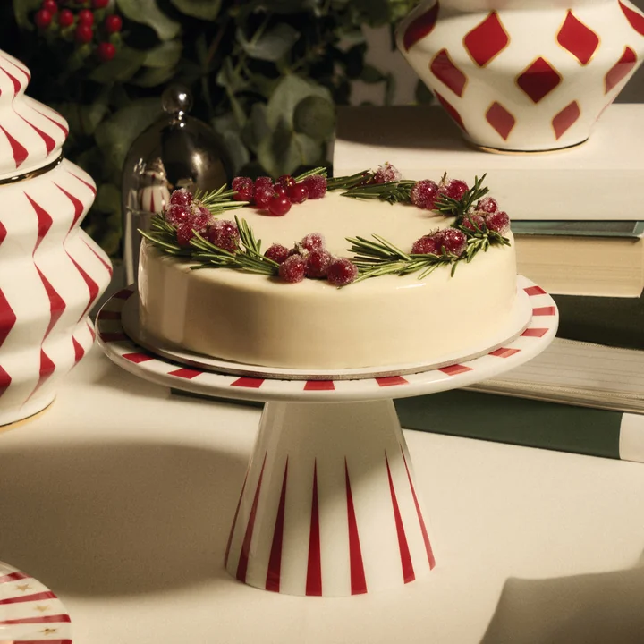 Alessi - Delight taartplateau, wit / rood / goud