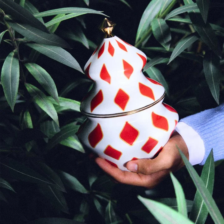 Alessi - Delight snoepblik, wit / rood / goud