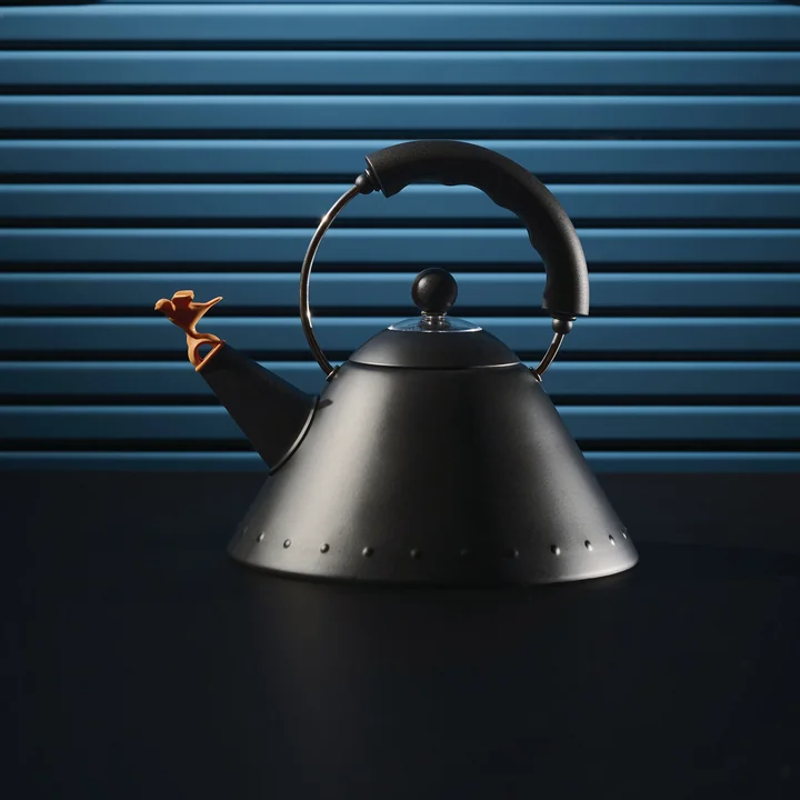 Alessi - Waterkoker 9093 "Vogelketel", zwart / zwart