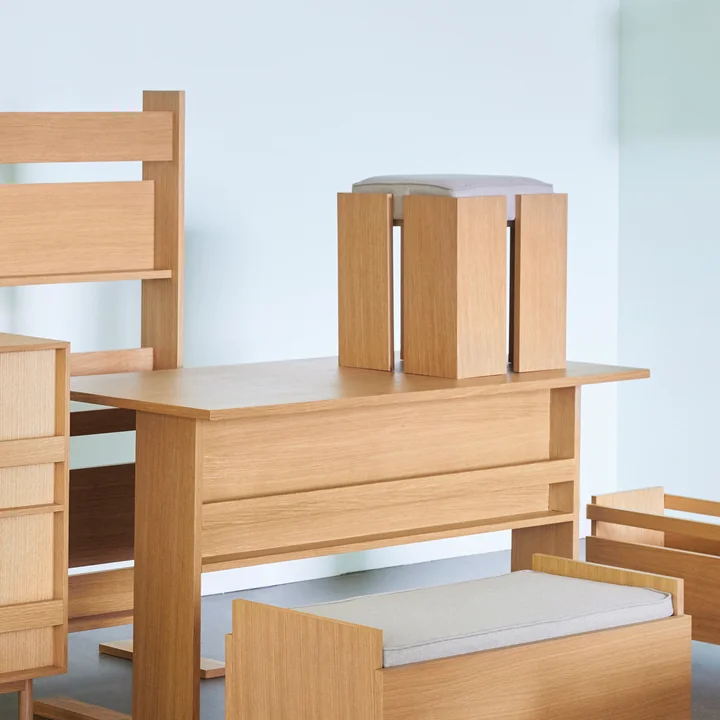 Hübsch Interior - Kruk Forma, H 46 cm, eiken naturel / zand