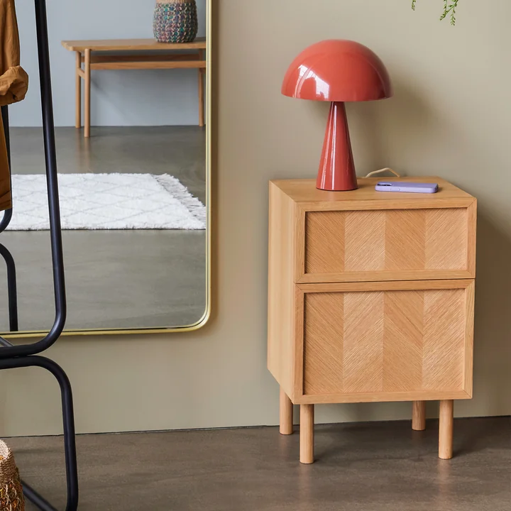 Hübsch Interior - Nachtkastje visgraat, H 60 cm, eiken