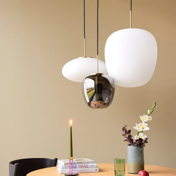 Hübsch Interior - Muse Hanglamp, Ø 40 cm, messing / wit