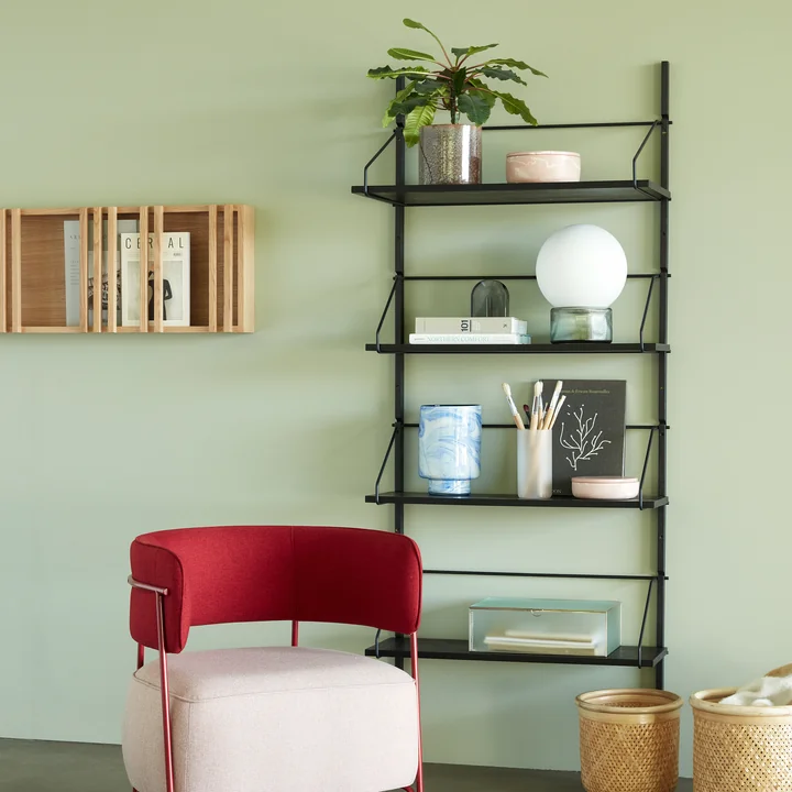 Hübsch Interior - Norm Wandplank met 4 planken, h 181 cm, zwart