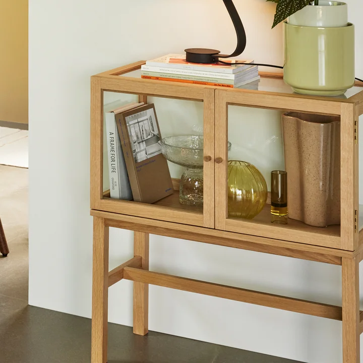 Hübsch Interior - Poetic Vitrinekast, h 88 cm, glas / natuurlijk eiken