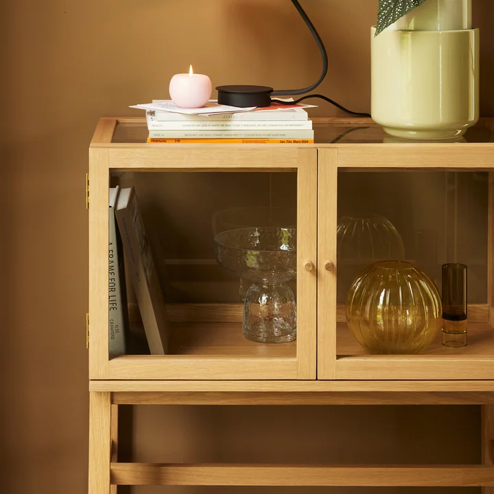 Hübsch Interior - Poetic Vitrinekast, h 88 cm, glas / natuurlijk eiken