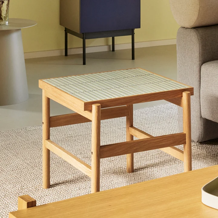 Hübsch Interior - Tegel bijzettafel, eiken / mint