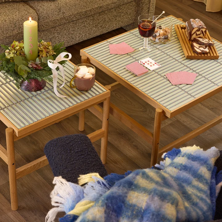 Hübsch Interior - Tegel bijzettafel, eiken / mint