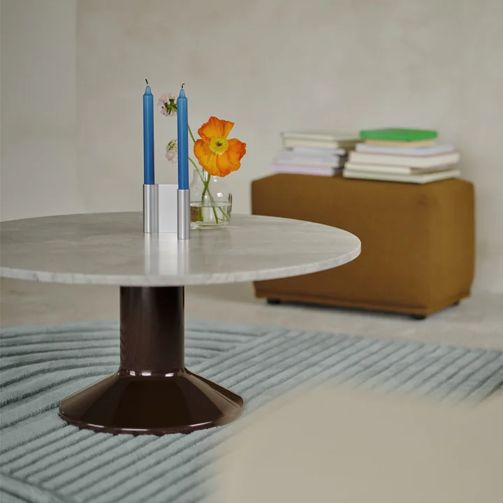 Muuto - Salontafel Midst, Ø 90 cm, grijs marmer / donkerrood