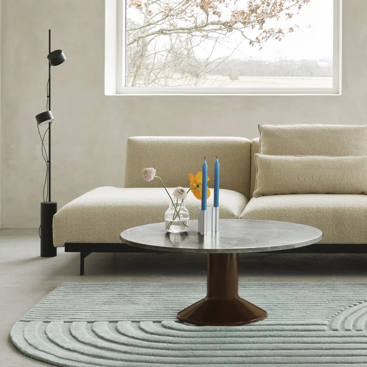 Muuto - Salontafel Midst, Ø 90 cm, grijs marmer / donkerrood