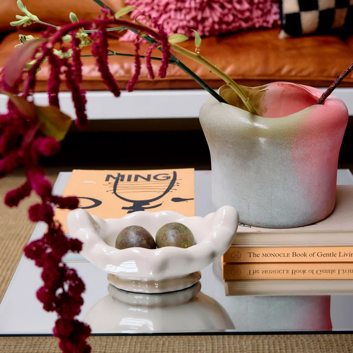 HKliving - Folded Glazen vaas, duo, roze / groen