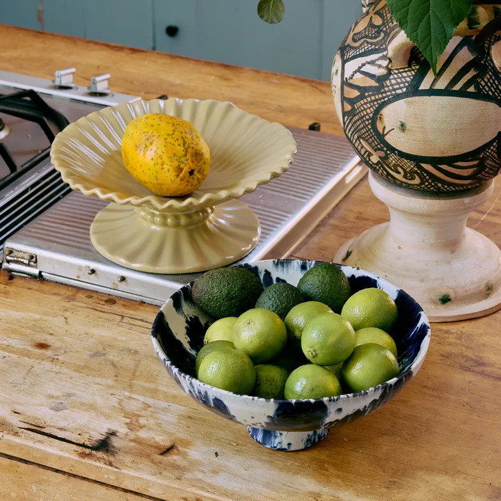 HKliving - Schaal met voet, Ø 26 cm, indigo