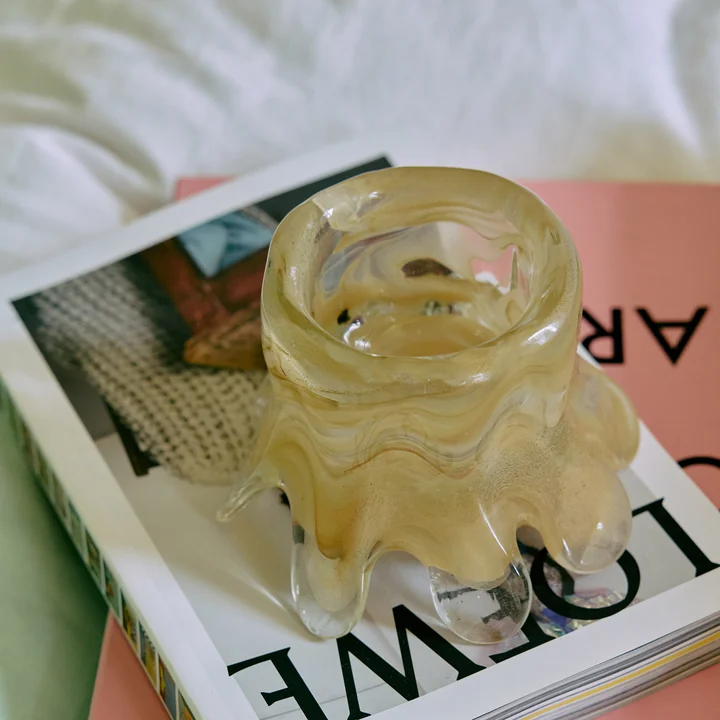 HKliving - Kaarshouder, Ø 12,5 x 9 cm, cream