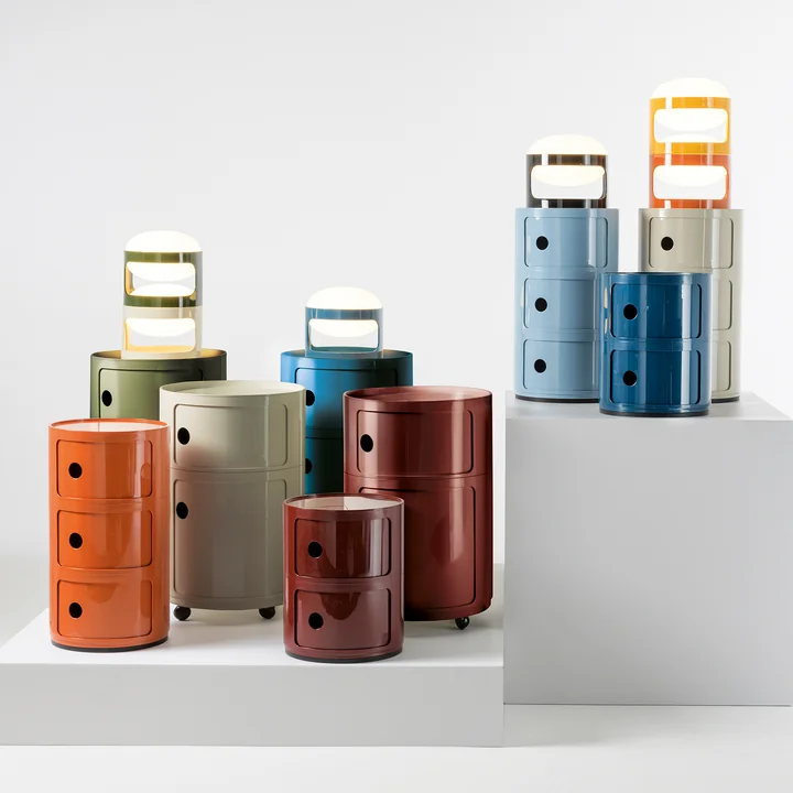 Kartell - New Big Componibili Container en KD28 tafellampen