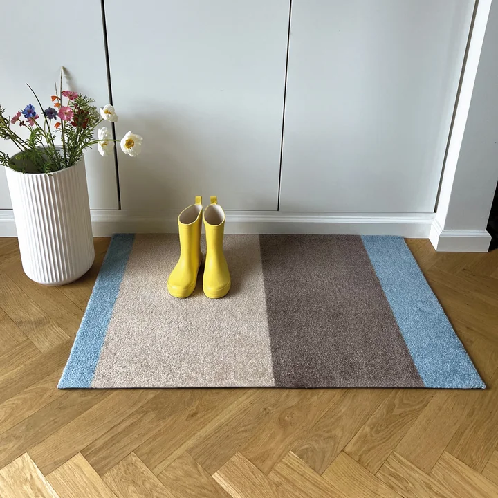 tica copenhagen - Stripes Horizontal Loper, 60 x 90 cm, ivoor / zand / blauw