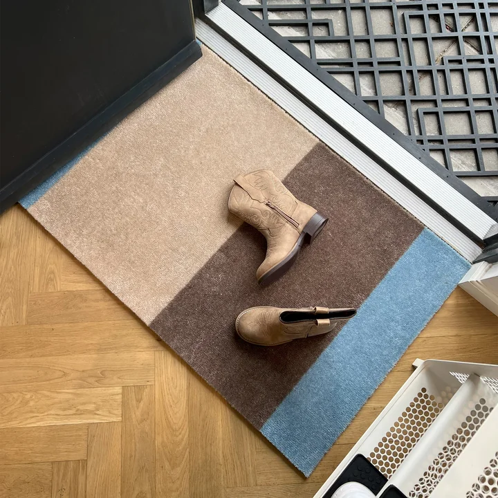 tica copenhagen - Stripes Horizontal Loper, 60 x 90 cm, ivoor / zand / blauw