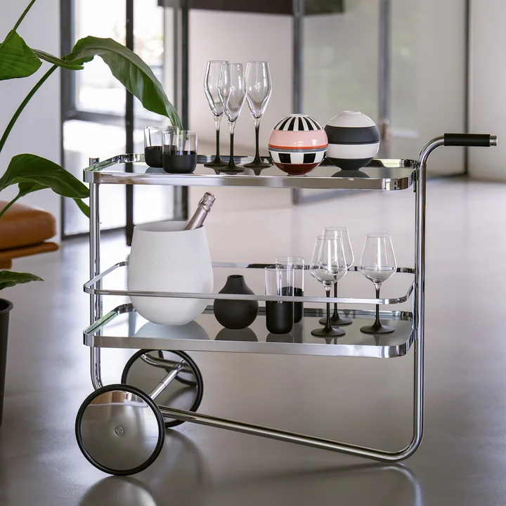Thonet - S 179 Serveerwagen, chroom / grijs