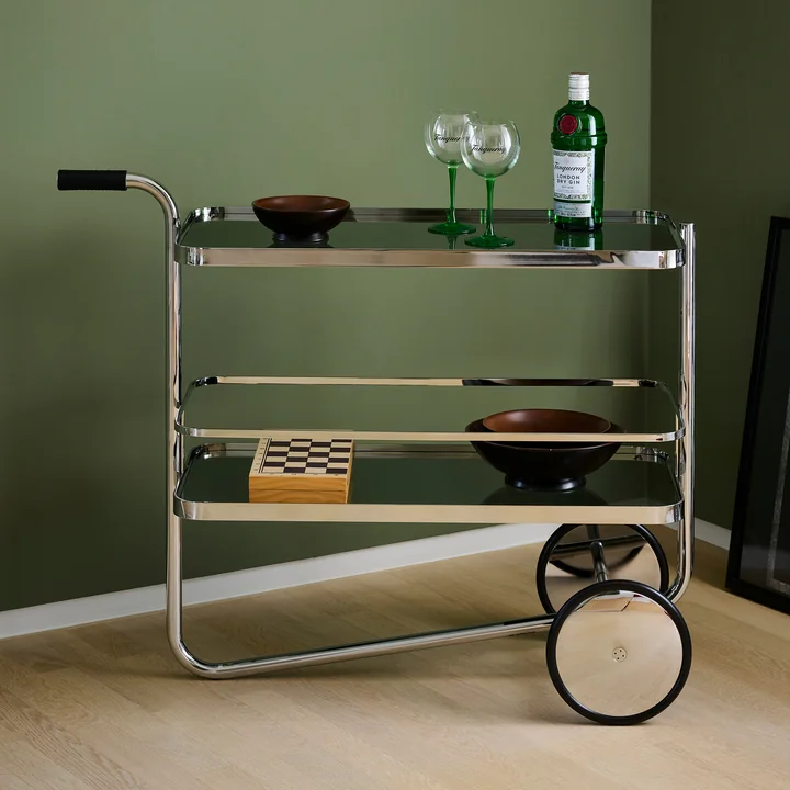 Thonet - S 179 Serveerwagen, chroom / grijs