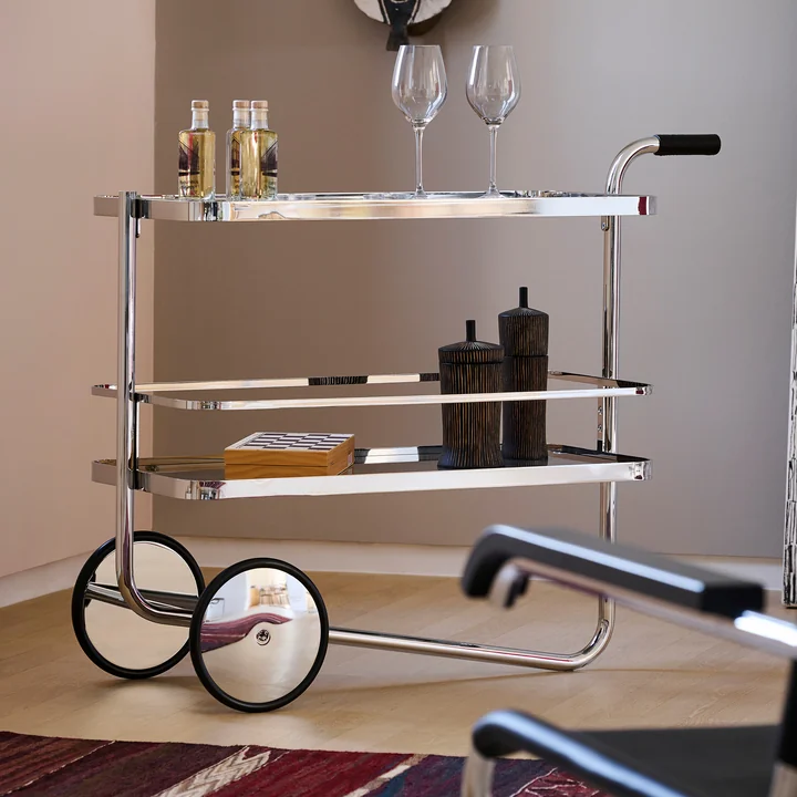 Thonet - S 179 Serveerwagen, chroom / grijs