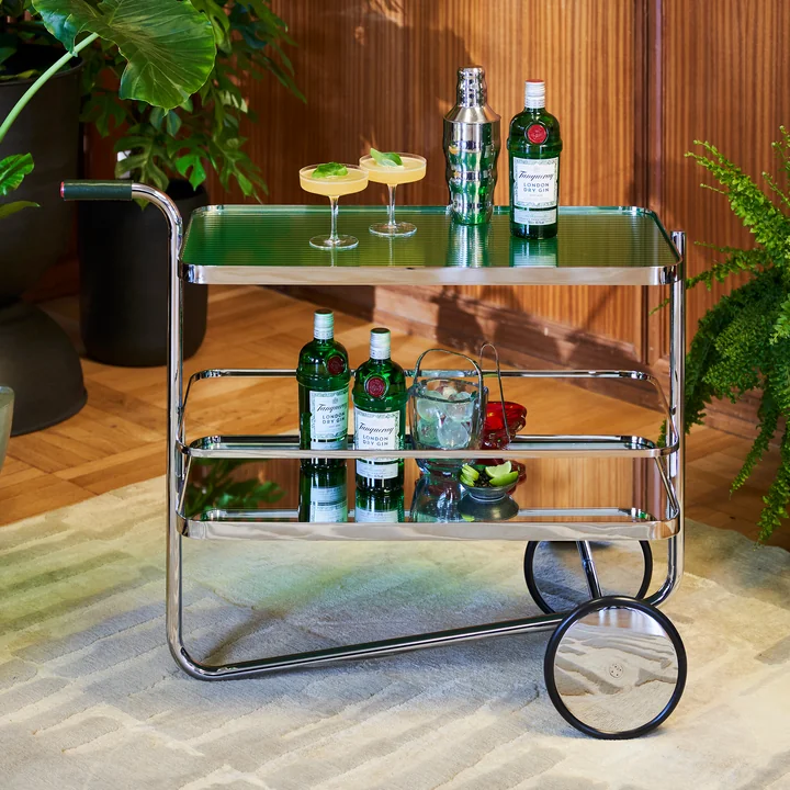 Thonet - S 179 Tanqueray serveerwagen, chroom / londengroen