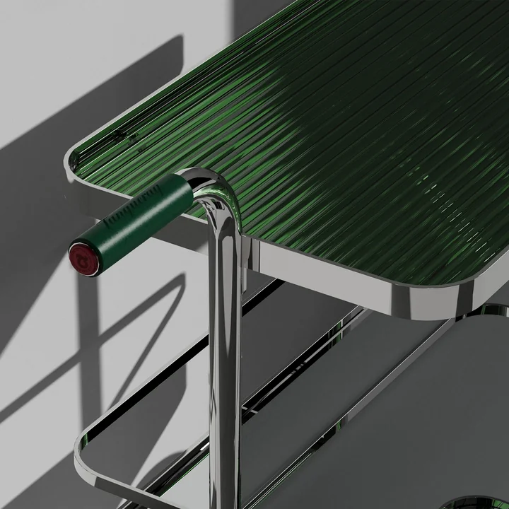 Thonet - S 179 Tanqueray serveerwagen, chroom / londengroen