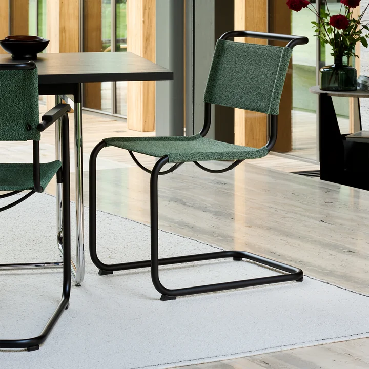Thonet - S 33 V stoel, gitzwart / malachiet (Rohi Cento stof)