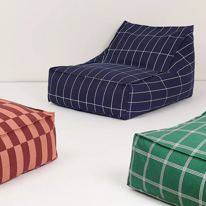 Nobodinoz - Vibes Lange zitzak (voor volwassenen), marineblauw rooster