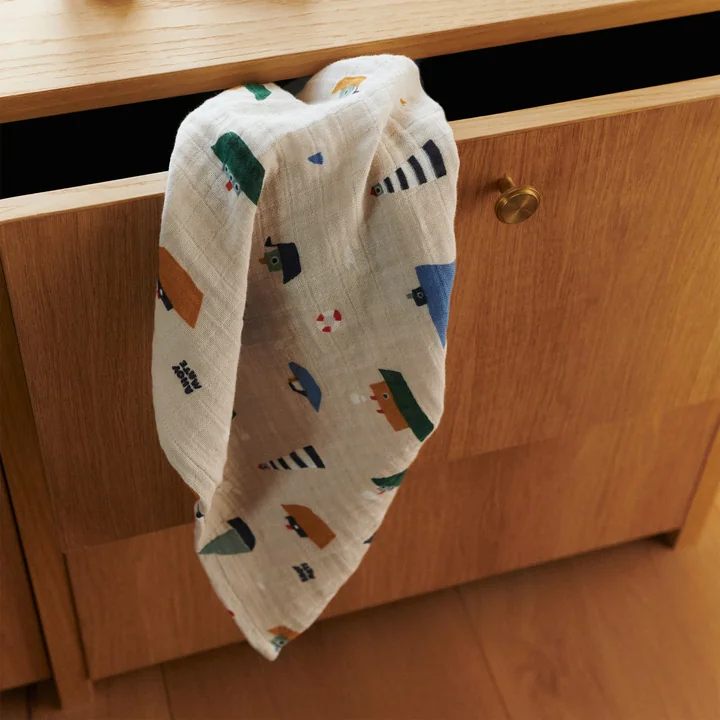 LIEWOOD - Lewis mousseline doeken, gemaakt van biologisch katoen, Sailing, dove blue mix (set van 2)