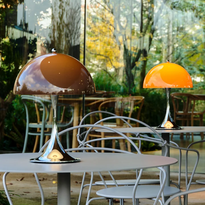 Louis Poulsen - Panthella 250 Draagbare V3 Oplaadbare LED tafellamp, chroom / origineel opaalbruin