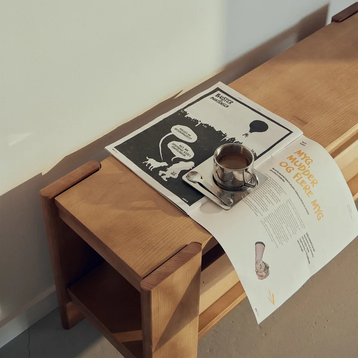 Form & Refine - Balkenbank, 112 cm, mat gelakt grenen, diep bruin