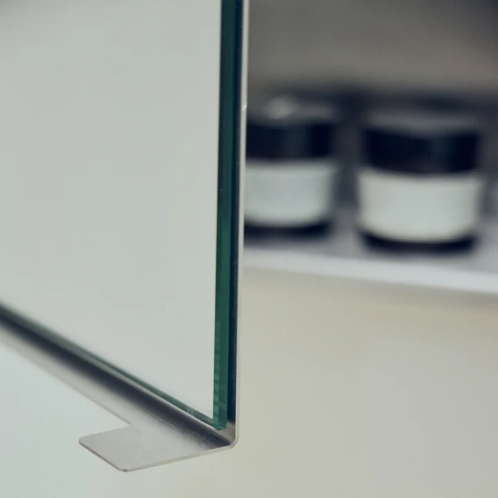 Form & Refine - Tapse spiegelkast, 40 x 40 cm, geborsteld roestvrij staal