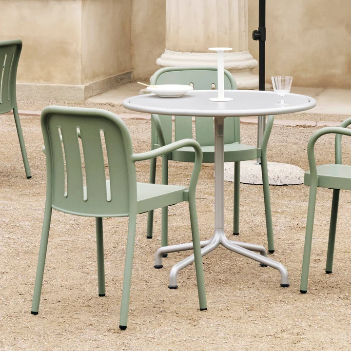 HAY - Deville Fauteuil, tijmgroen en tafel, zilvergrijs