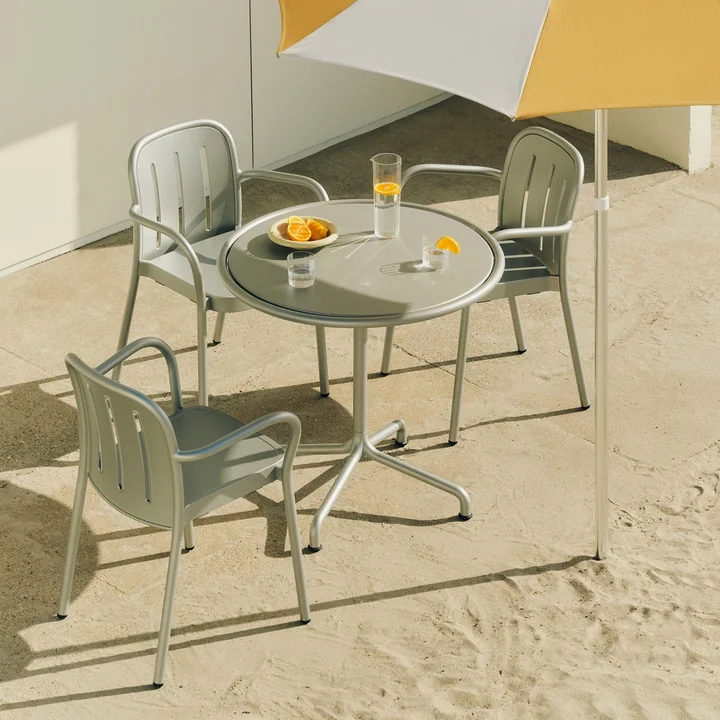 HAY - Deville Fauteuil en tafel, buiten, zilvergrijs