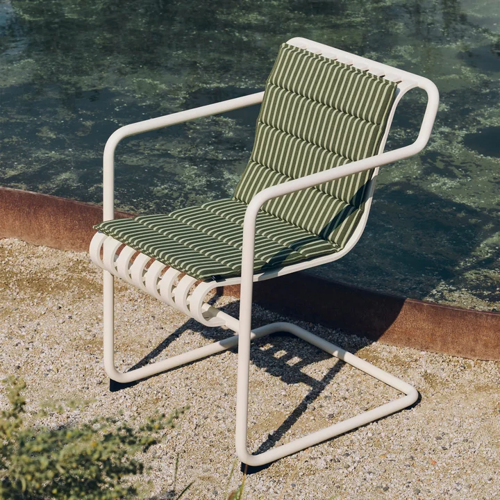 HAY - Terrazza Opvouwbaar zitkussen, dikke strepen, olijfkleurig