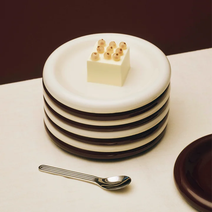 HAY - Barro Bord Ø 18 cm, gebroken wit en bordeauxrood