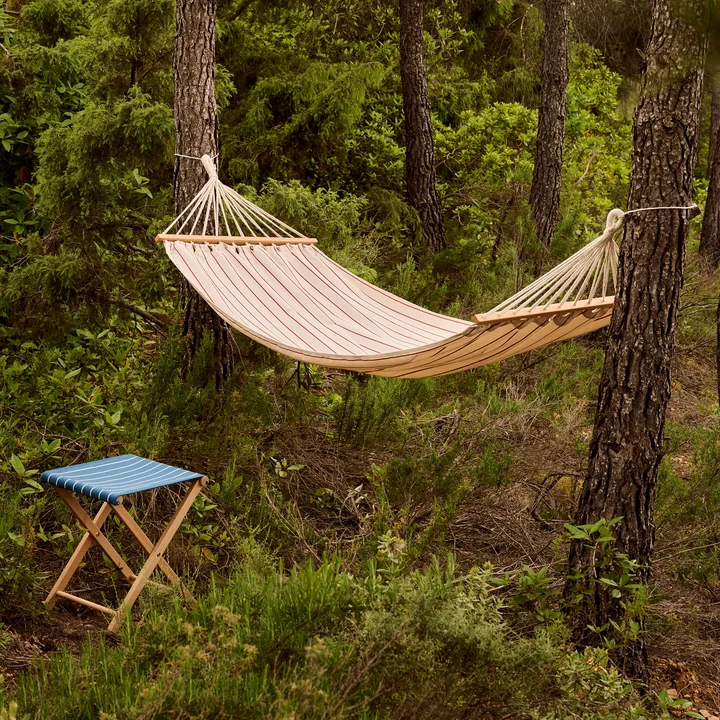 HAY - Outdoor Market Hangmat, beige met rode strepen