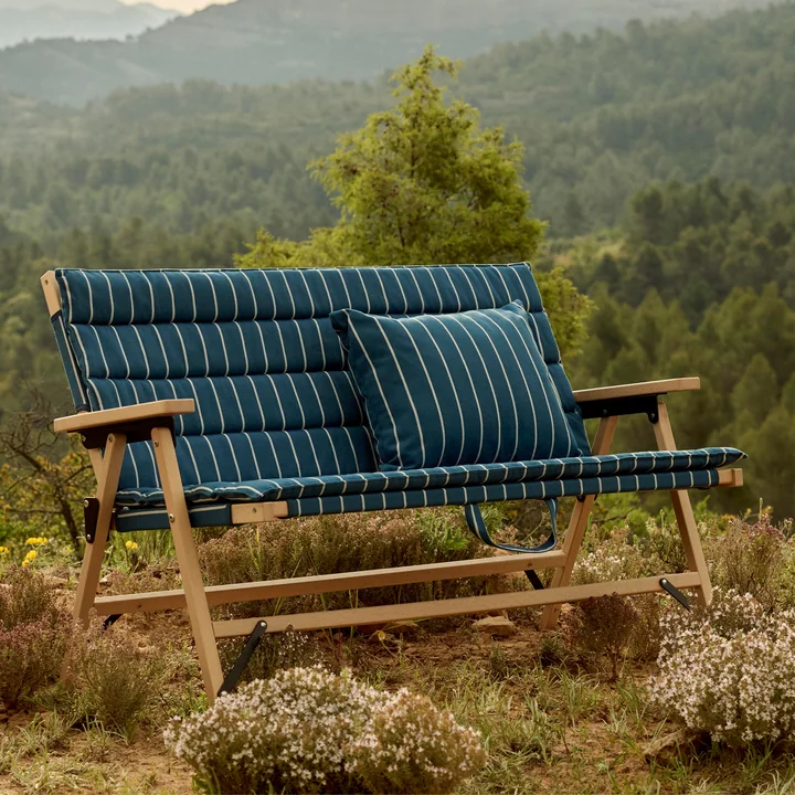 HAY - Outdoor Market Kussen 45 x 35 cm, blauw met beige strepen