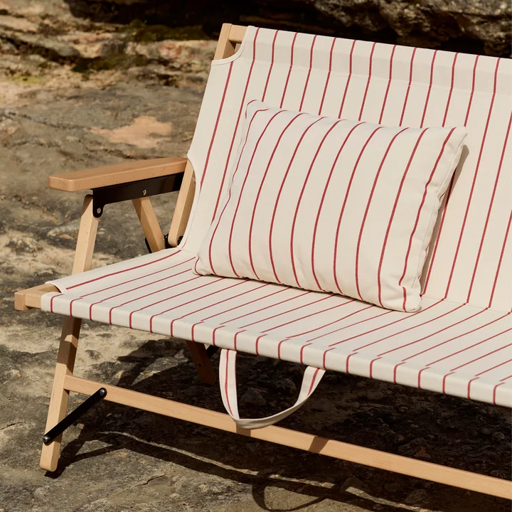 HAY - Outdoor Market Opvouwbare bank en kussens, beige met rode strepen