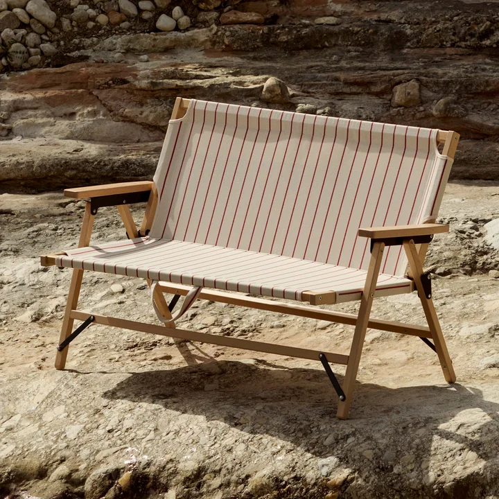 HAY - Outdoor Market Opvouwbare bank, beige met rode strepen