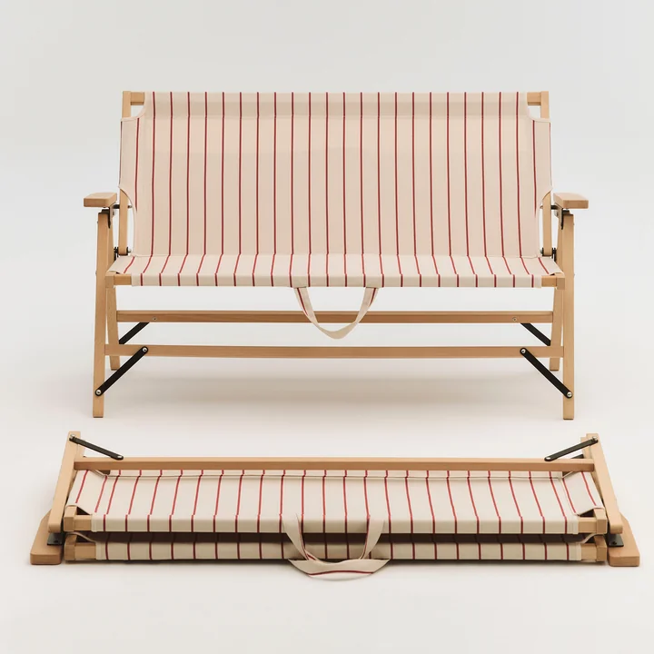 HAY - Outdoor Market Opvouwbare bank, beige met rode strepen