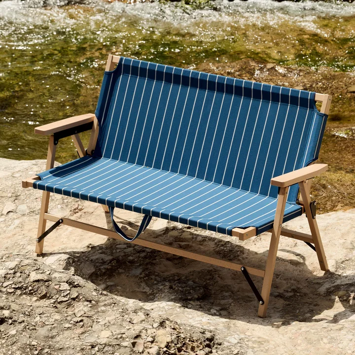 HAY - Outdoor Market Opvouwbare bank, blauw met beige strepen