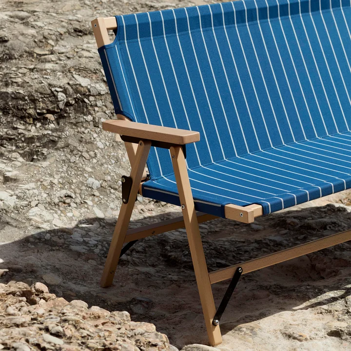 HAY - Outdoor Market Opvouwbare bank, blauw met beige strepen