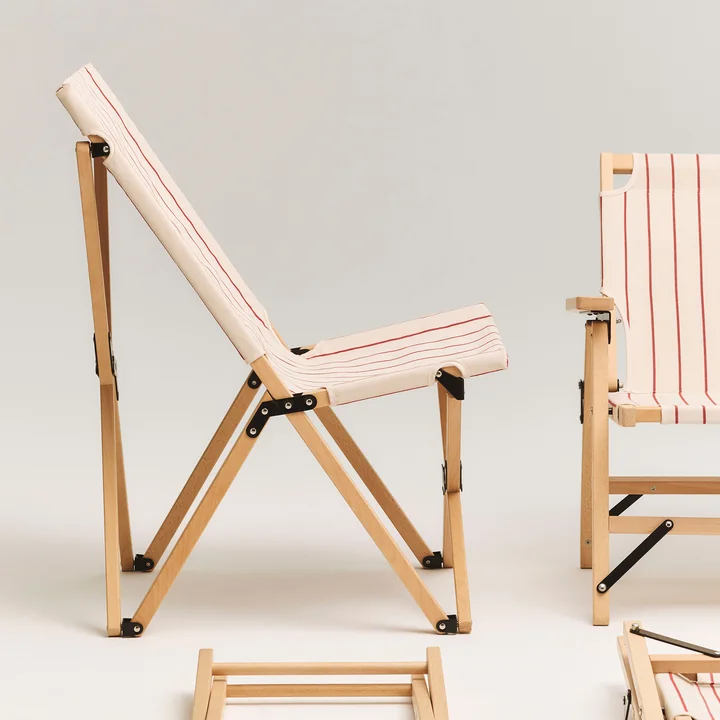 HAY - Outdoor Market Vouwstoel, beige met rode strepen
