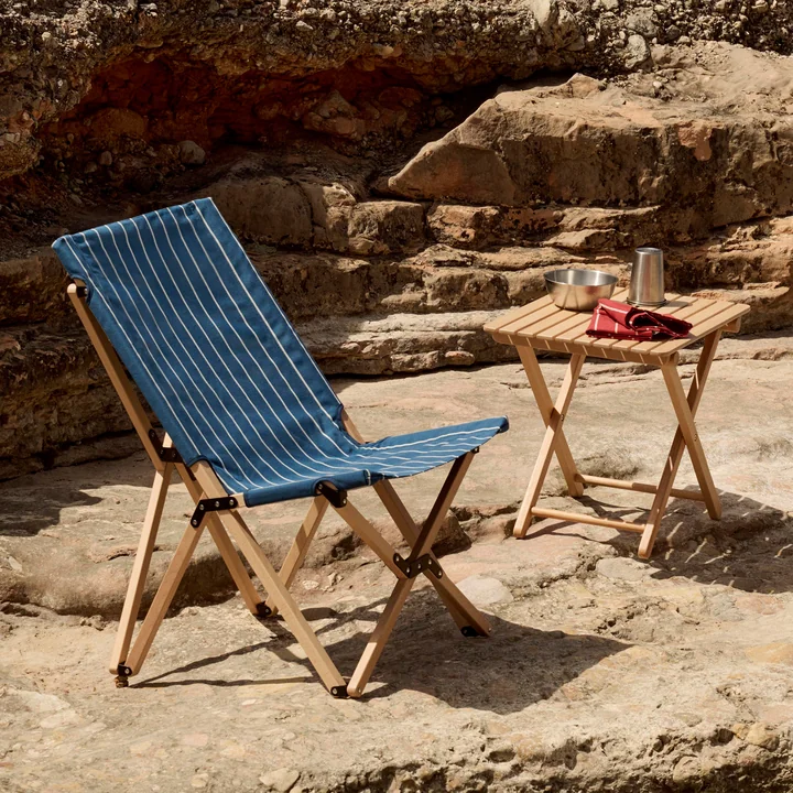 HAY - Outdoor Market Vouwstoel, blauw met beige strepen